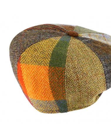 Casquette hiver 8 côtes Harristweed original vert olive - Chapo & Co