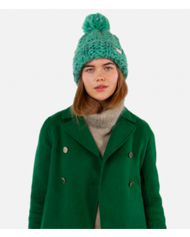 Bonnet femme Barts vert – Gros tricot fait main en fil recyclé