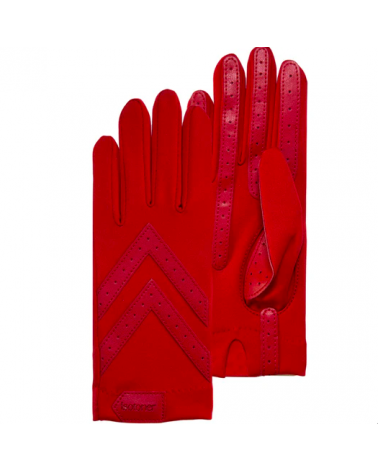 Gants pour femme en tissu extensible recyclé coloris rouge - Chapo & Co