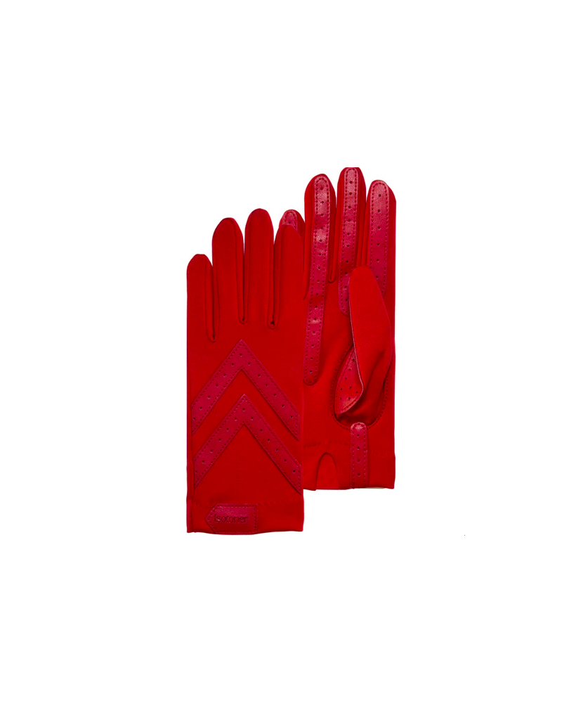 Gants pour femme en tissu extensible recyclé coloris rouge - Chapo & Co