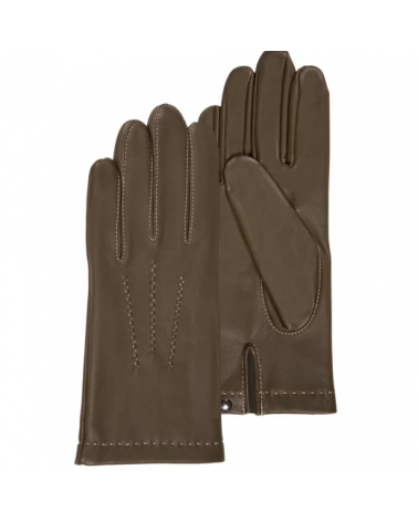 Gants en cuir d'agneau pleine fleur coloris olive - Isotoner
