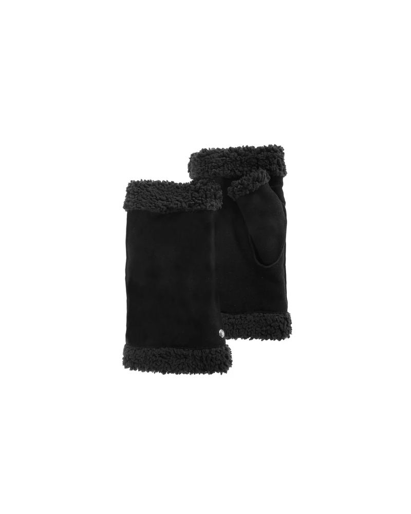 Mitaines en cuir de chèvre velours coloris Noir - Isotoner