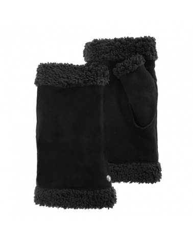 Mitaines en cuir de chèvre velours coloris Noir - Isotoner