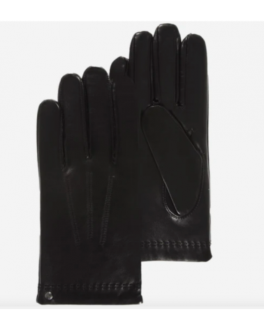 Gants homme en cuir d’agneau pleine fleur doublés soie coloris noir – Isotoner