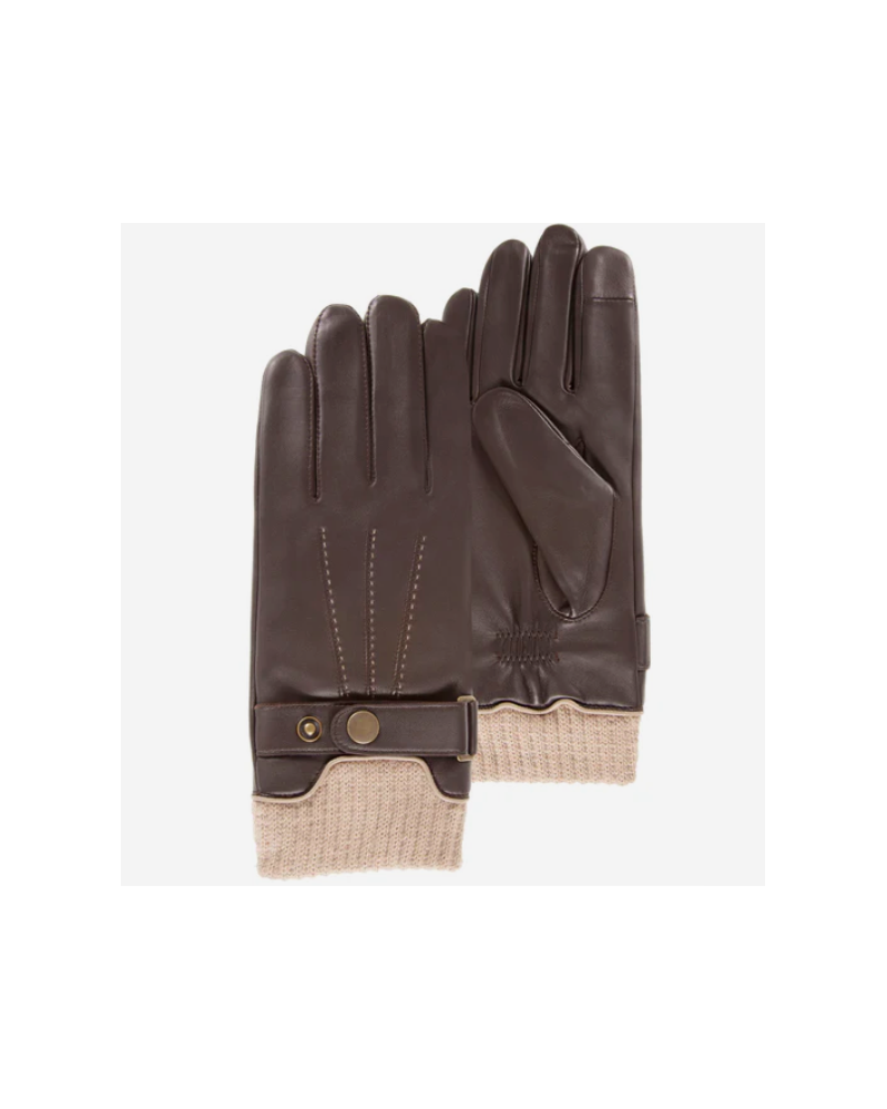 Gants en cuir d'agneau pleine fleur pour homme coloris marron - Isotoner