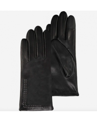 Gants femme en cuir d’agneau pleine fleur doublés soie avec surpiqûres – Isotoner