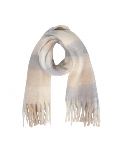 Écharpe plaid gris beige femme en polyester doux – Chapo & Co