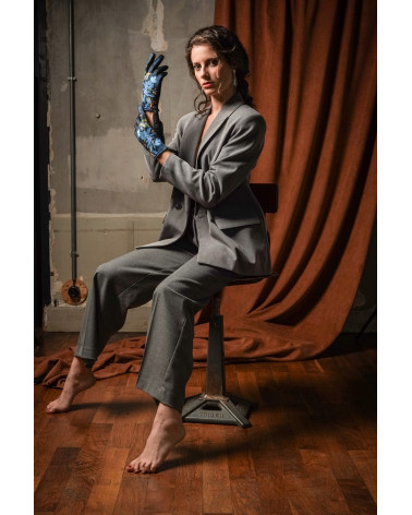 Gants tactiles en laine made in France modèle Cosmos bleu - FST Brokante