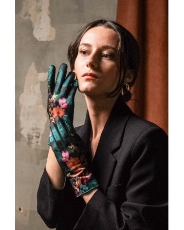 Gants tactiles en laine made in France modèle Cosmos émeraude - FST Brokante