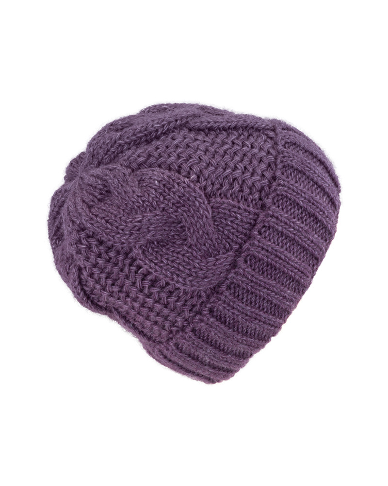 Bonnet torsadé en laine mélangée violet – Chaleur et style d’hiver