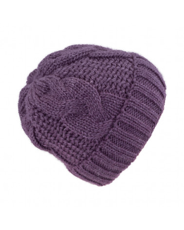 Bonnet torsadé en laine mélangée violet – Chaleur et style d’hiver