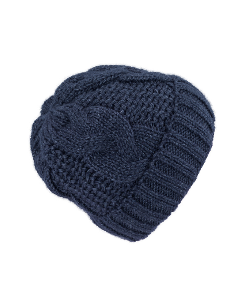 Bonnet torsadé en laine mélangée marine – Chaleur et style d’hiver