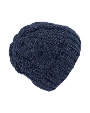 Bonnet torsadé en laine mélangée marine – Chaleur et style d’hiver