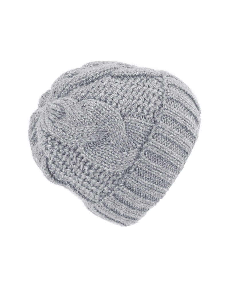 Bonnet torsadé en laine mélangée gris clair – Chaleur et style d’hiver
