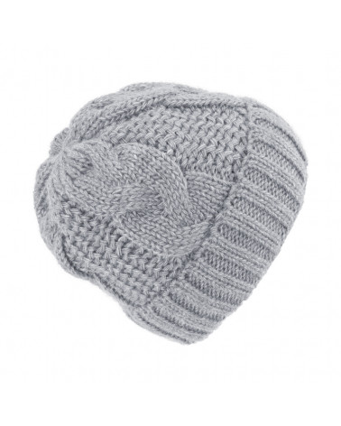 Bonnet torsadé en laine mélangée gris clair – Chaleur et style d’hiver