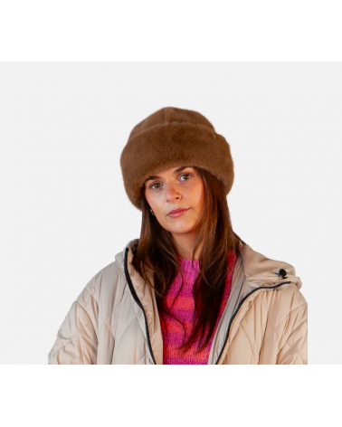 Toque en fourrure synthétique réglable modèle Cherrybush coloris brun - Chapo & co
