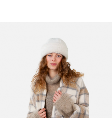 Toque en fourrure synthétique réglable modèle Cherrybush coloris crème - Chapo & co