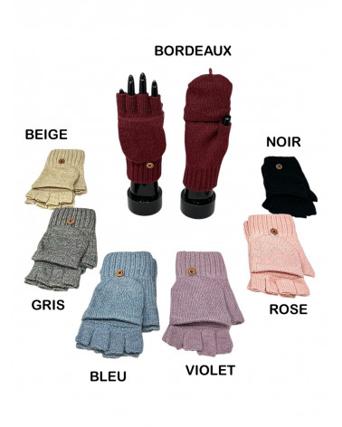 Mitaines femme convertibles en moufles beige – chaleur et praticité