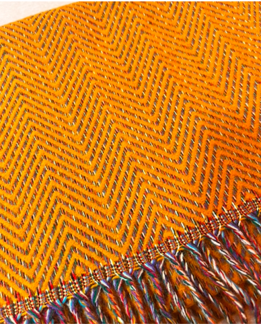 Écharpe Labonal chevrons moutarde – Fabrication française laine et acrylique