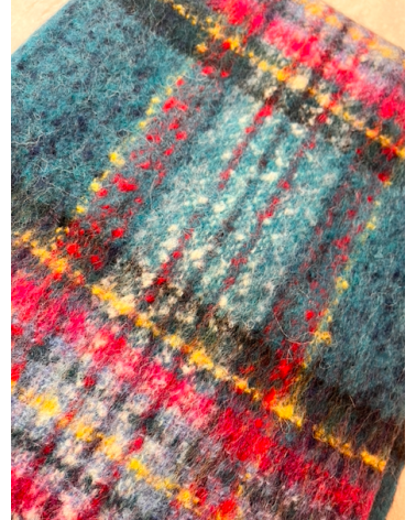 Écharpe large Labonal turquoise et rose – Mohair et acrylique Made in France