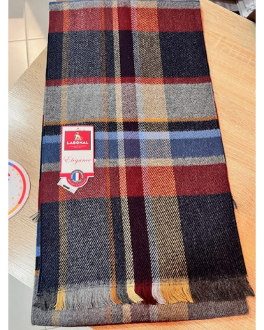 Écharpe Labonal Made in France homme carreaux marine Bordeaux