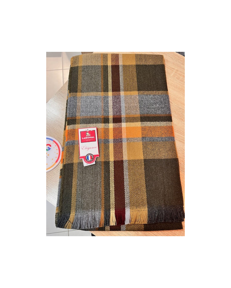 Écharpe Labonal Made in France homme carreaux brique