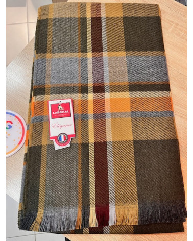 Écharpe Labonal Made in France homme carreaux brique