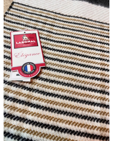 Écharpe Labonal rayée beige, noir et écru – Élégance Made in France
