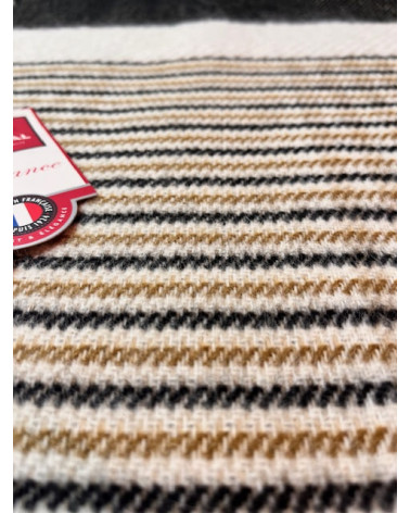 Écharpe Labonal rayée beige, noir et écru – Élégance Made in France