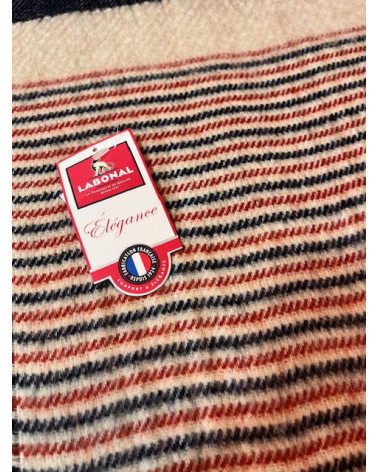 Écharpe Labonal rayée beige, marine et rouge – Élégance Made in France