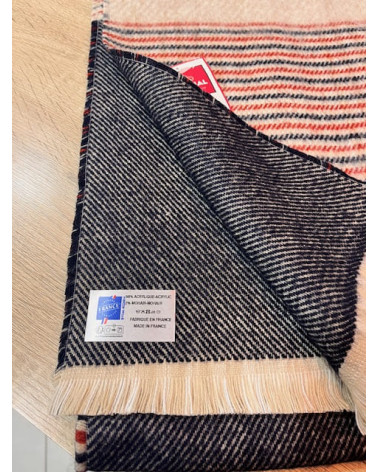 Écharpe Labonal rayée beige, marine et rouge – Élégance Made in France