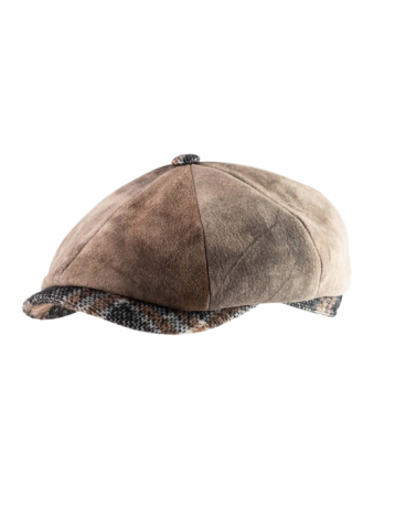 Casquette 8 pans en cuir suédé – Fabrication italienne