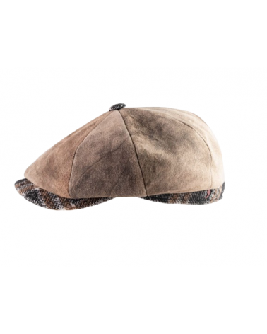 Casquette 8 pans en cuir suédé – Fabrication italienne