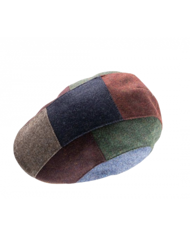 Casquette plate en laine avec oreilles impression patchwork - Göttmann