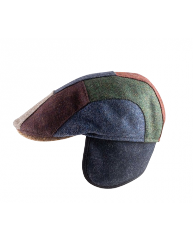 Casquette plate en laine avec oreilles impression patchwork - Göttmann