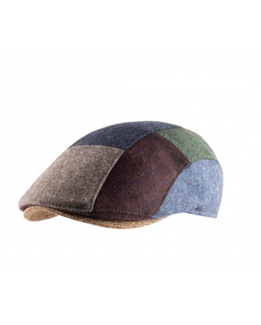 Casquette plate en laine avec oreilles impression patchwork - Göttmann