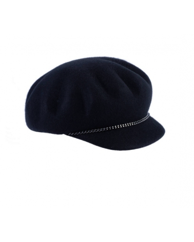 Casquette femme en feutre coloris noir chainette décorative – Chapo & Co
