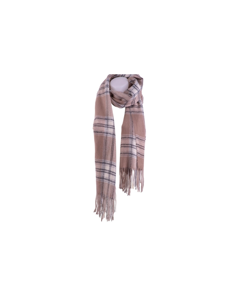 Écharpe mixte motif écossais beige Soft Touch – douceur et élégance
