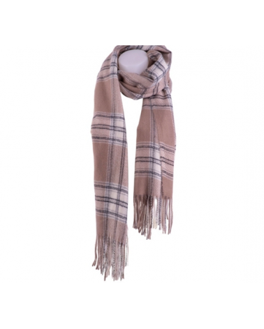 Écharpe mixte motif écossais beige Soft Touch – douceur et élégance