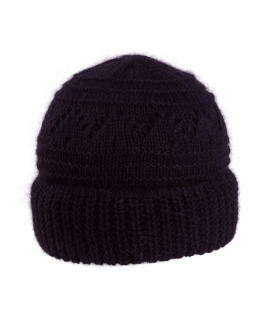 Bonnet Italien chic et souple en Angora coloris noir - chaud et élégant