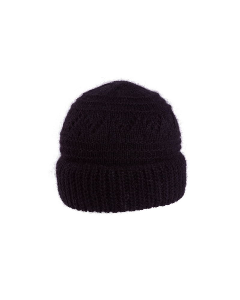 Bonnet Italien chic et souple en Angora coloris noir - chaud et élégant