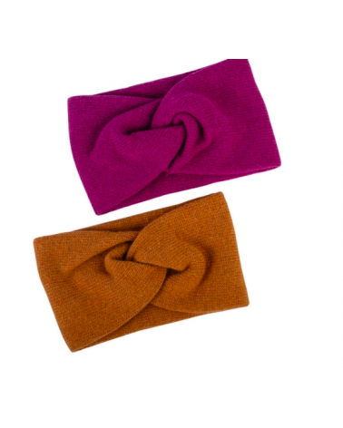 Bandeau large pour l'hiver en tricot coloris framboise fabrication italienne