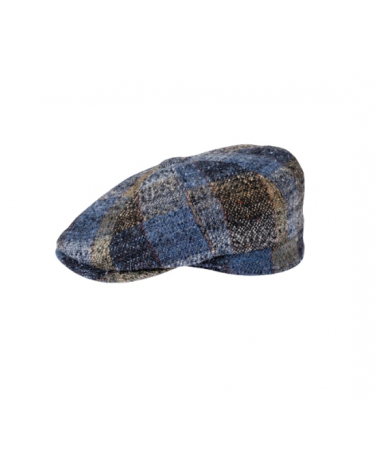 Casquette hiver 8 côtes en laine vierge coloris bleu chiné - Chapo & Co