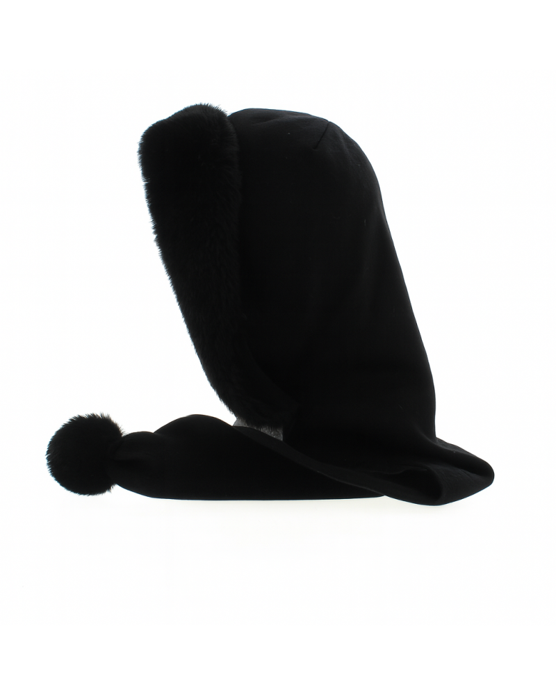 Capuche en fausse fourrure avec écharpe coloris noir - Chapo & Co