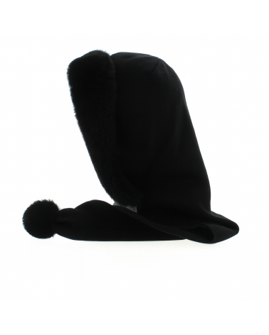 Capuche en fausse fourrure avec écharpe coloris noir - Chapo & Co