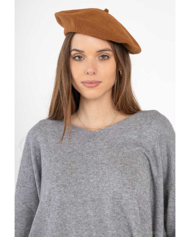 Béret femme type Basque en laine coloris camel - Chapo & Co