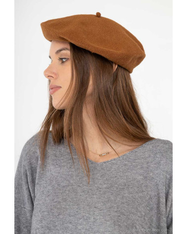Béret femme type Basque en laine coloris camel - Chapo & Co