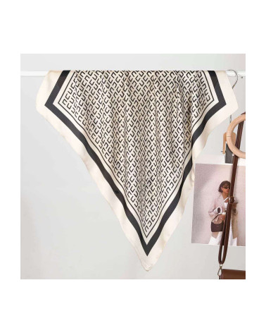 Petit carré 70x70 toucher soie imprimé noir et beige - Chapo & Co