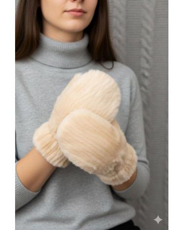 Moufles en fourrure ultra douce et chaude vanille - Chapo & Co