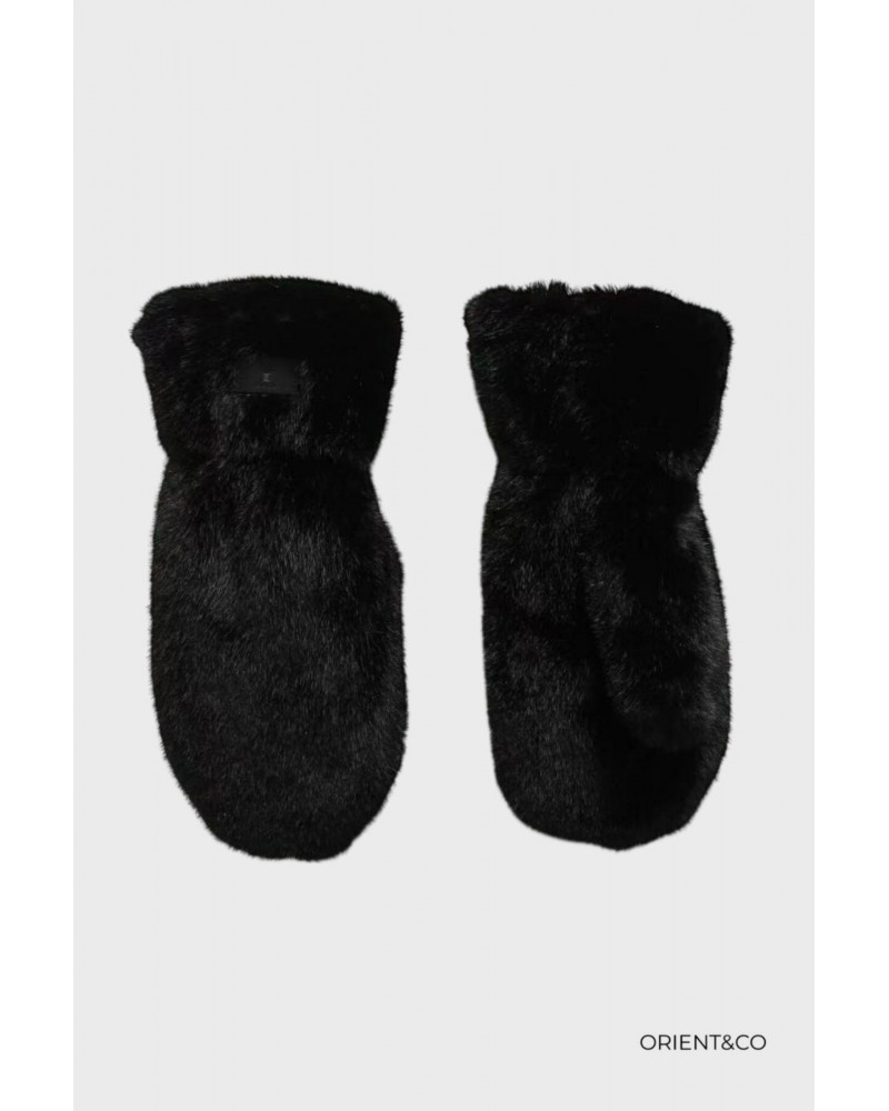 Moufles en fourrure ultra douce coloris noir - Chapo & Co